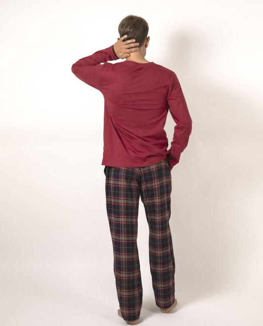 Pijama hombre Plaid largo cuadros rojo