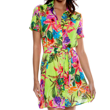 Vestido camisero Luli Tropics multicolor