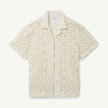 Camisa manga corta crochet ivory beige