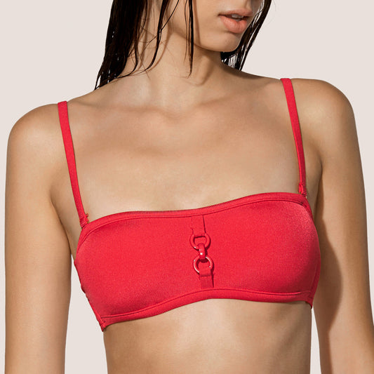 Biquini top bandeau Gray rouge