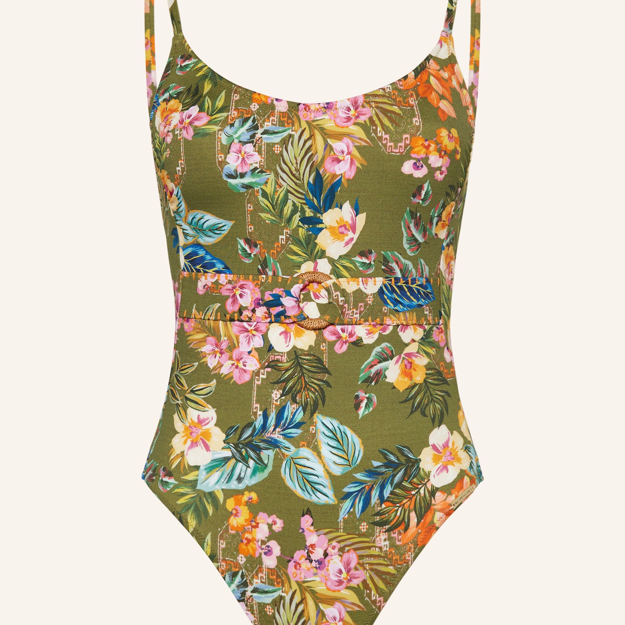 Bañador Sunset Flowers warm olive