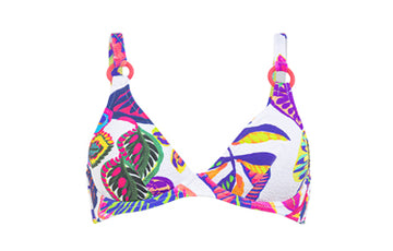 Top biquini halter estampado flores fluor copa C