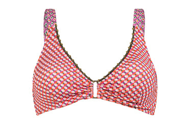 Top biquini halter estampado copa C rosa