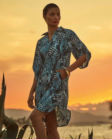 Vestido camisero Zanzibar azul