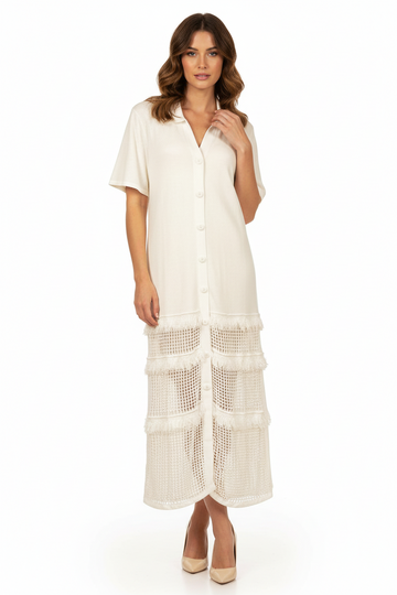 Vestido camisero Florascape silk white