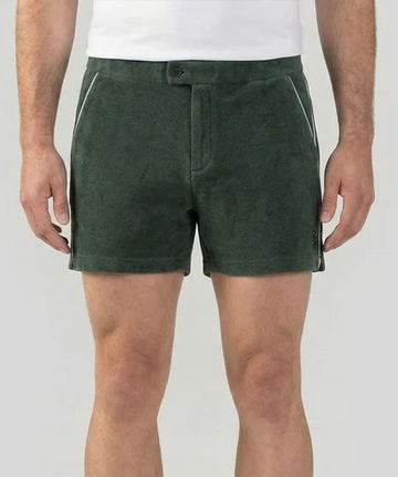 Pantalon corto cotton terry tennis piping green court