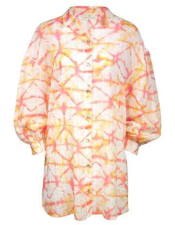 Camisa Summer Muse coral-mustard