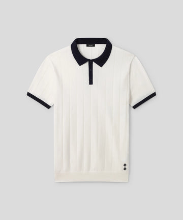 Polo Tennis Manga Corta Vertical Lines Off White