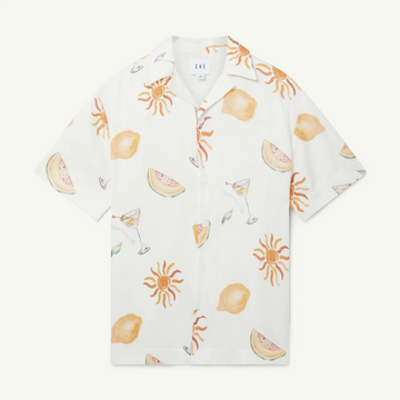 Camisa manga corta ivory tropical crema