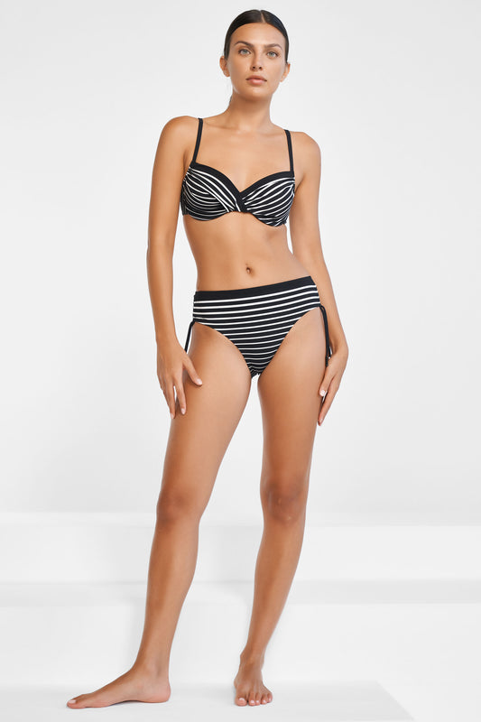 Bikini slip alto Allusions blanco negro