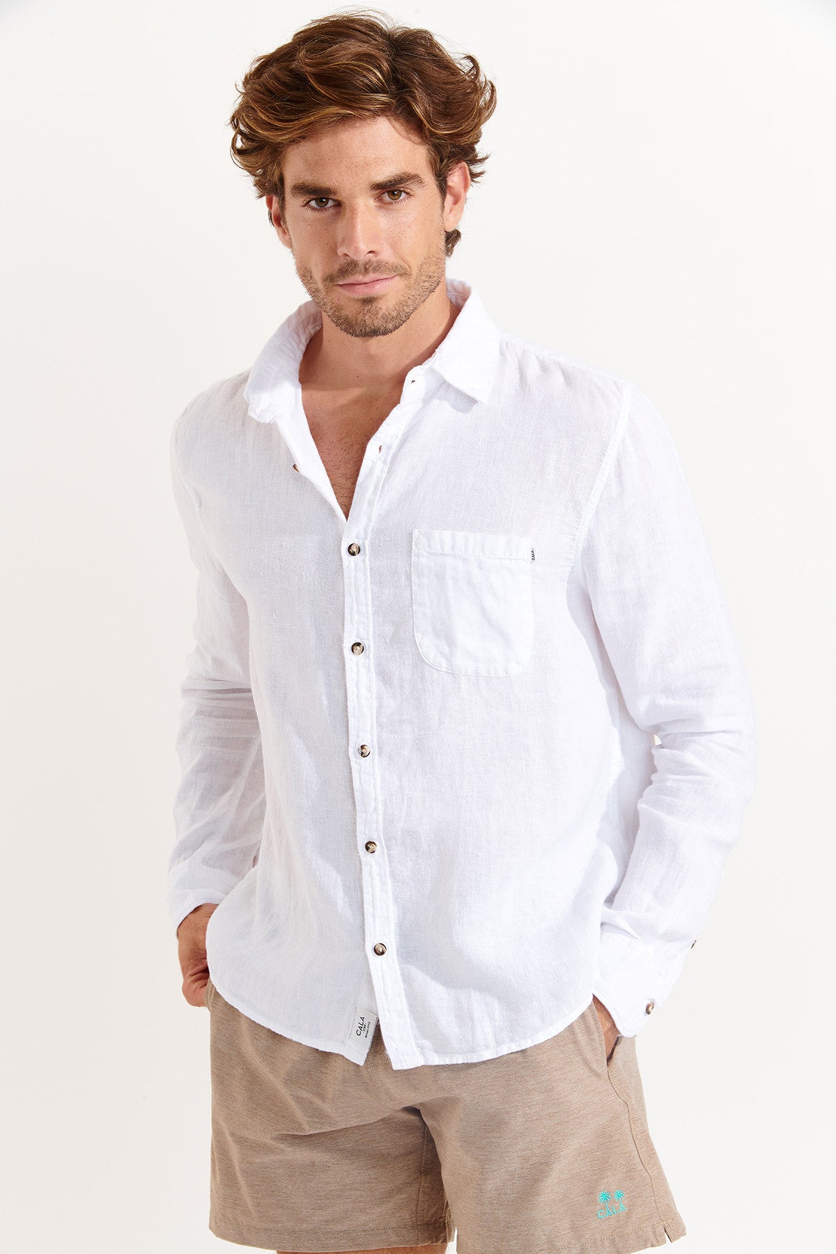 Camisa lino manga larga blanca