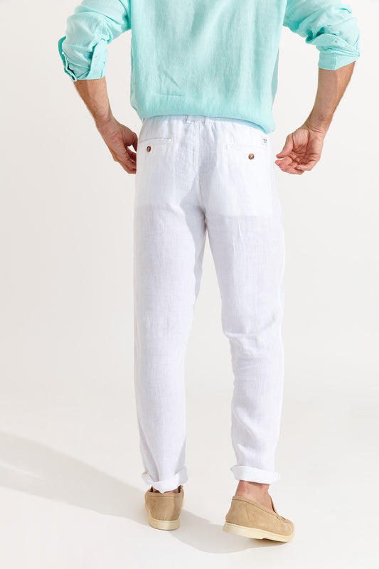 Pantalón largo lino Chino Lindye blanco