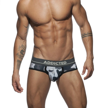 Camo mesh brief push up gris