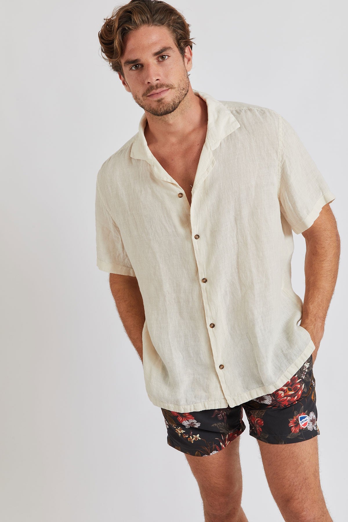 Camisa lino Stefano Lindye beige