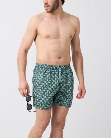 Bañador bermuda D235 estampado geométrico verde