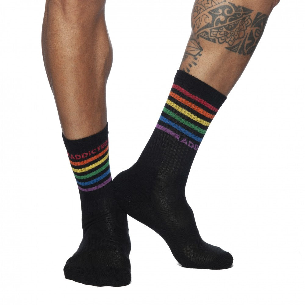 Addicted rainbow socks black