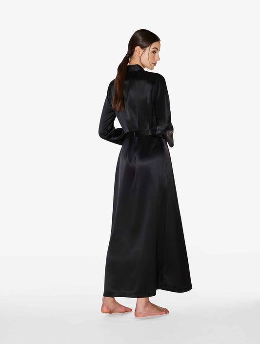 Bata larga Silk negro