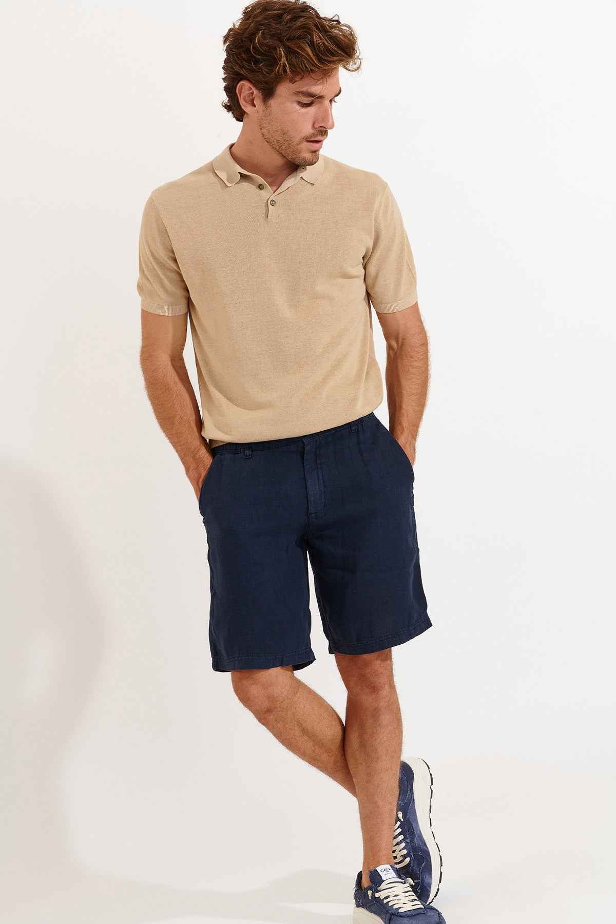Bermuda lino Xavier Lindye azul
