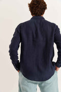 Camisa lino manga larga Lindye azul marino
