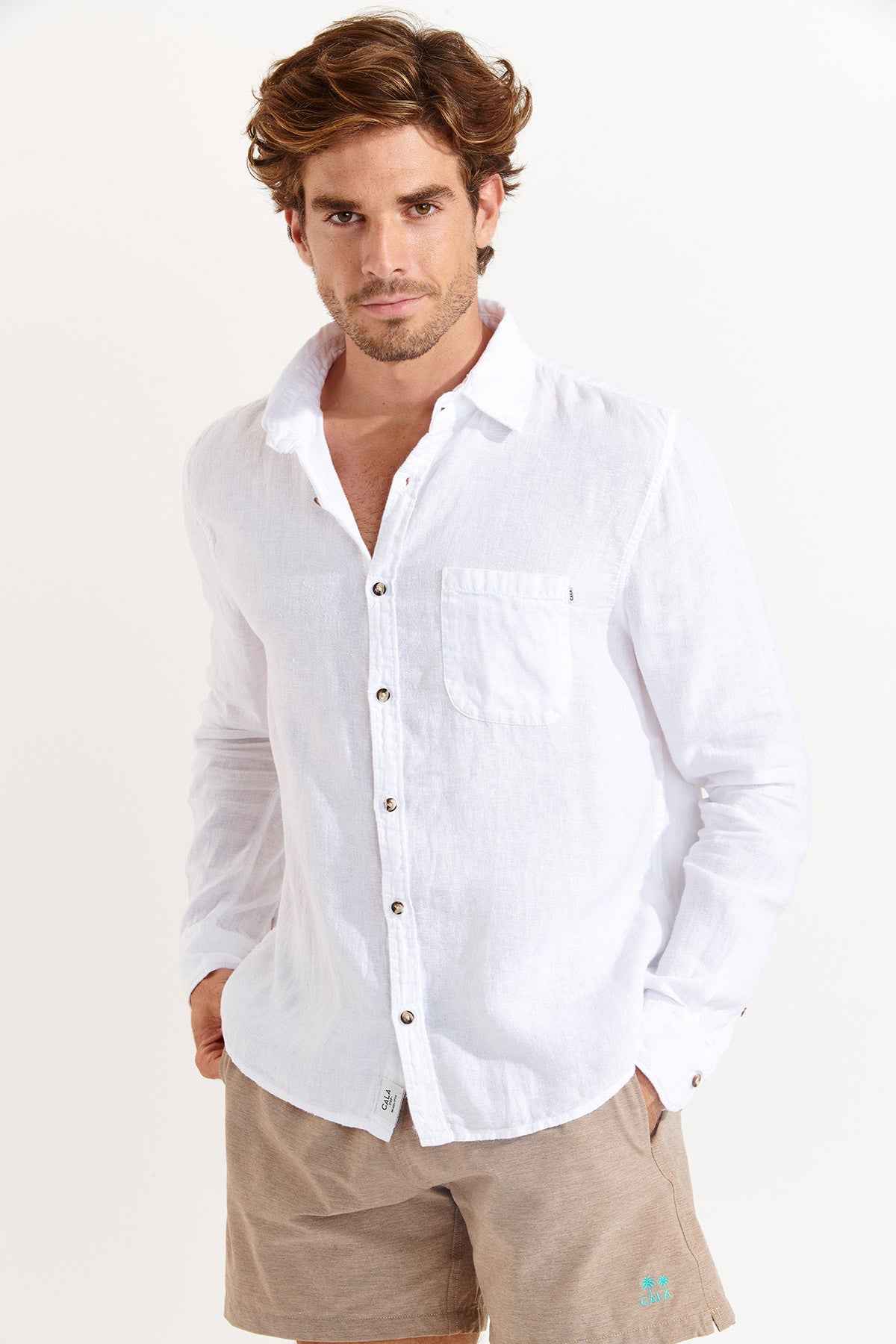 Camisa lino manga larga Lindye blanca