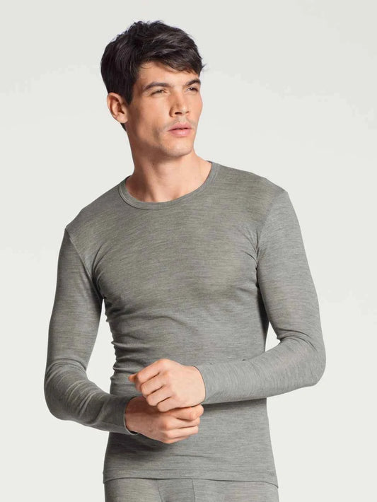 Camiseta manga larga Wool & Silk gris