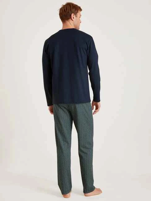 Pijama manga larga azul-verde relax imprint