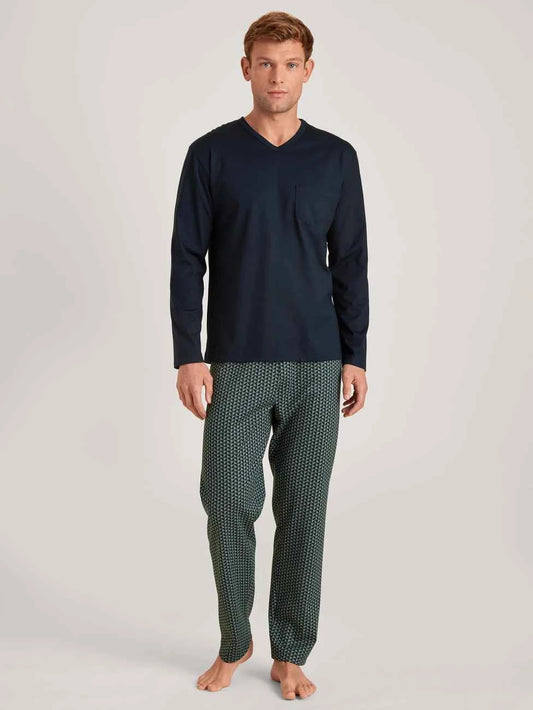 Pijama manga larga azul-verde relax imprint