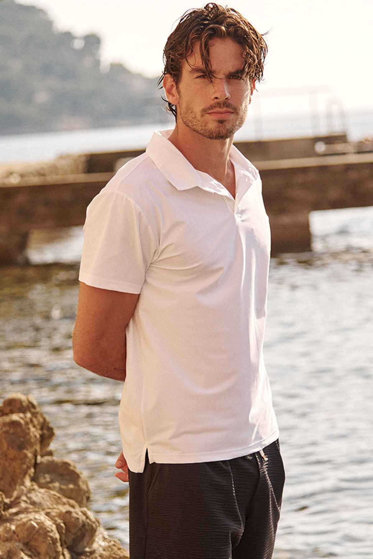 Polo Albin Baia Blue blanco