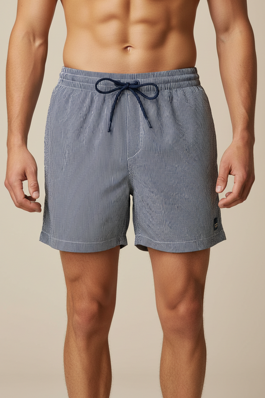 Boxer baño Navy micro rayas