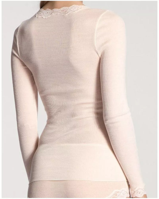 Camiseta manga larga Richesse Lace rosa